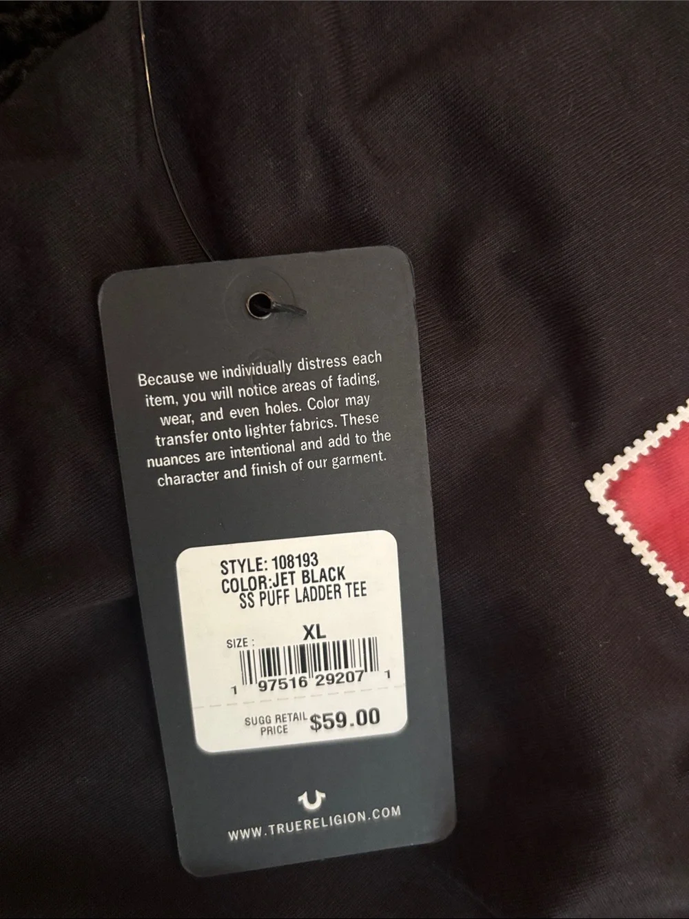True Religion Black Short-Sleeve Tee with White Horseshoe Logo